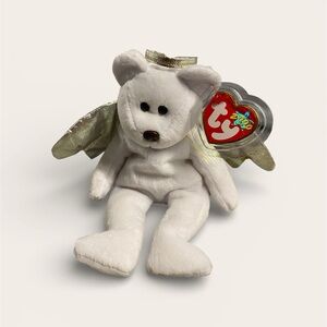 Ty White Angel Bear with Gold Wings
